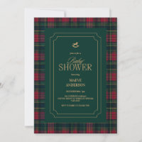 Elegant Tartan Plaid Baby Shower winter red Green
