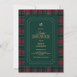 Elegant Tartan Plaid Baby Shower winter red Green Invitation