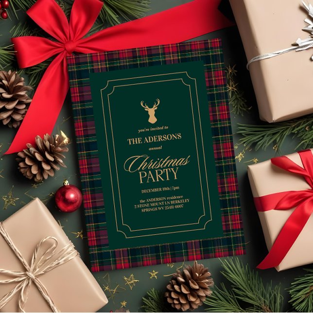 Elegant Tartan Plaid Christmas Party Invitation (Creator Uploaded)