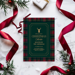 Elegant Tartan Plaid Christmas Party Invitation