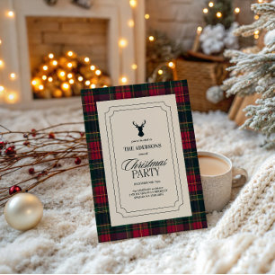 Elegant Tartan Plaid Christmas Party Invitation