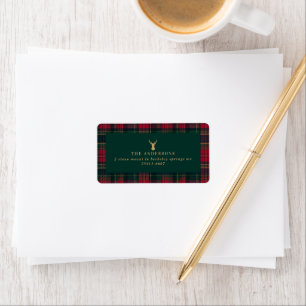 Elegant Tartan Plaid Family elegant Christmas Label