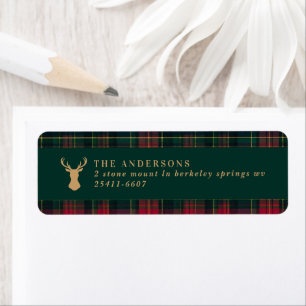 Elegant Tartan Plaid Family elegant Christmas Return Address Label