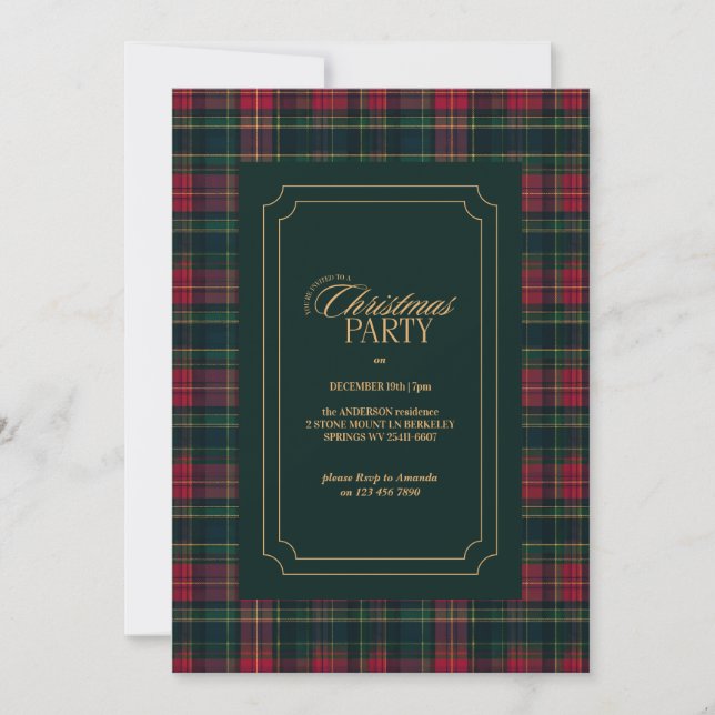 Elegant Tartan Plaid Family Photo Christmas Holiday Card (Front)