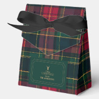 Elegant Tartan Plaid Merry Christmas Family Name