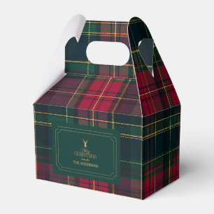 Elegant Tartan Plaid Merry Christmas Family Name Favour Box