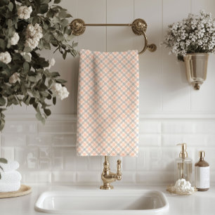 Elegant Tartan Towels Coral Grey for the Home