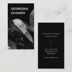 Elegant Tattoo Artist Back & White Photo  Business Card