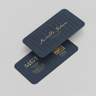 Elegant Tattoo Artist Modern Monogram Blue Business Card