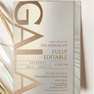 Elegant Taupe and Rose Gold Gala Invitation Card