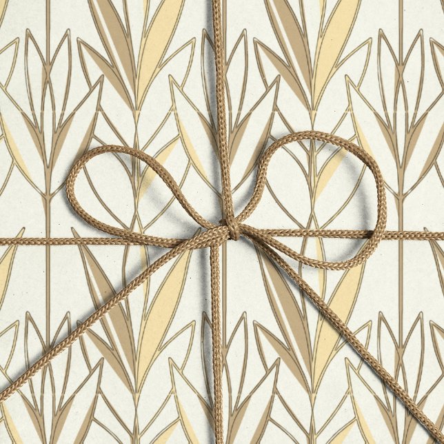   Elegant Taupe and White Foliage Art Deco Style  Wrapping Paper (Creator Uploaded)