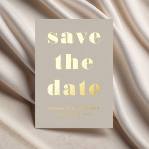 Elegant Taupe Beige Gold Wedding Save The Date