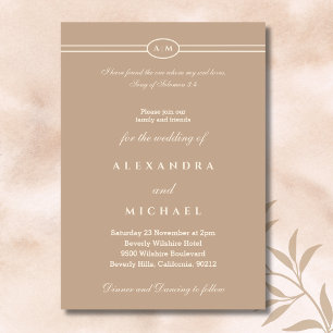 Elegant Taupe Bible Verse Christian Wedding Invitation