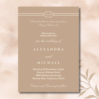 Elegant Taupe Bible Verse Christian Wedding  Invitation