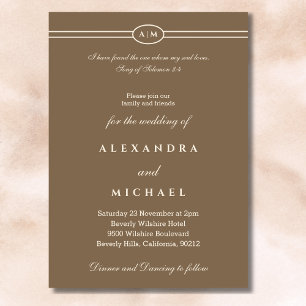 Elegant Taupe Bible Verse Christian Wedding  Invitation