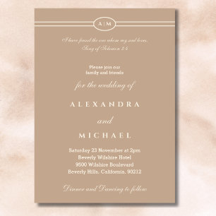 Elegant Taupe Bible Verse Christian Wedding  Invitation