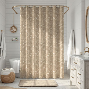Elegant Taupe Brown Floral Shower Curtain