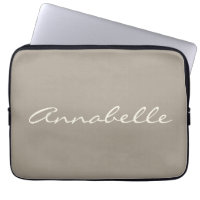 Elegant Taupe Brown Handwritten Script Name Custom