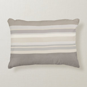 Elegant Taupe Cream and Grey striped farmhouse Decorative Cushion