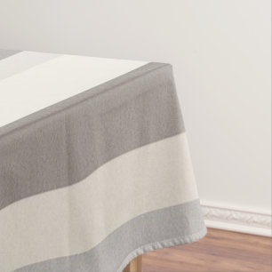 Elegant Taupe Cream and Grey striped farmhouse Tablecloth