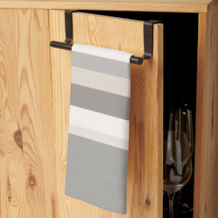 Elegant Taupe Cream and Grey striped farmhouse Tea Towel