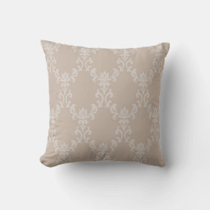 Elegant  Taupe damask  design 1 Throw Pillow