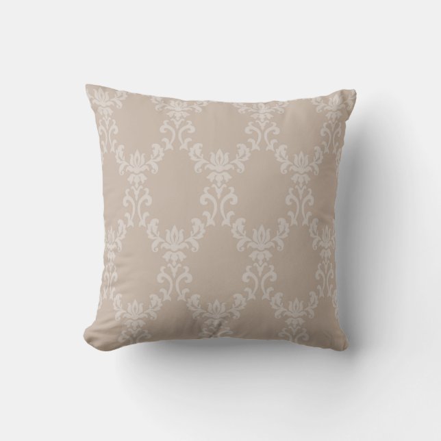 Elegant  Taupe damask  design 1 Throw Pillow (Front)