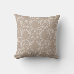 Elegant Taupe damask  design 4 Throw Pillow