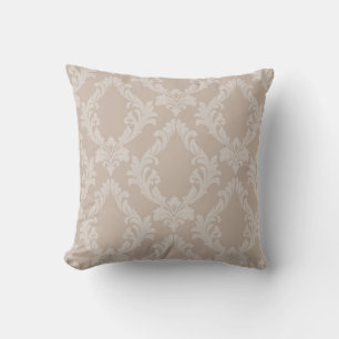 Elegant Taupe damask  design 6Throw Pillow