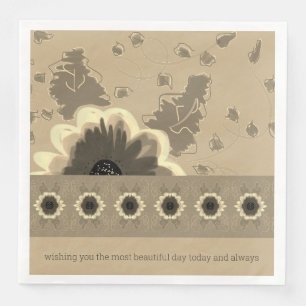 Elegant Taupe Floral Napkin