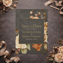 Elegant Taupe Floral Save the Date