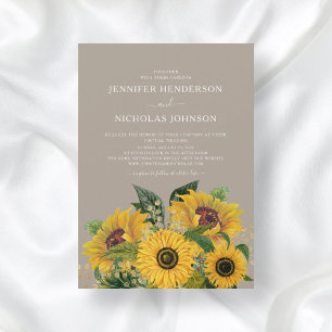 Elegant Taupe Floral Virtual Wedding Invitation