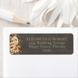 Elegant Taupe Floral Wedding Address Label Return Address Label