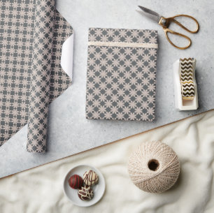 Elegant Taupe Flower Pattern Wrapping Paper