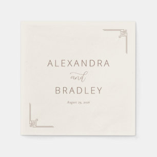 Elegant Taupe Geometric Calligraphy Napkin