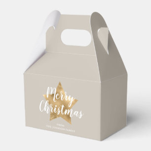 Elegant Taupe Gold Star Christmas Favour Box