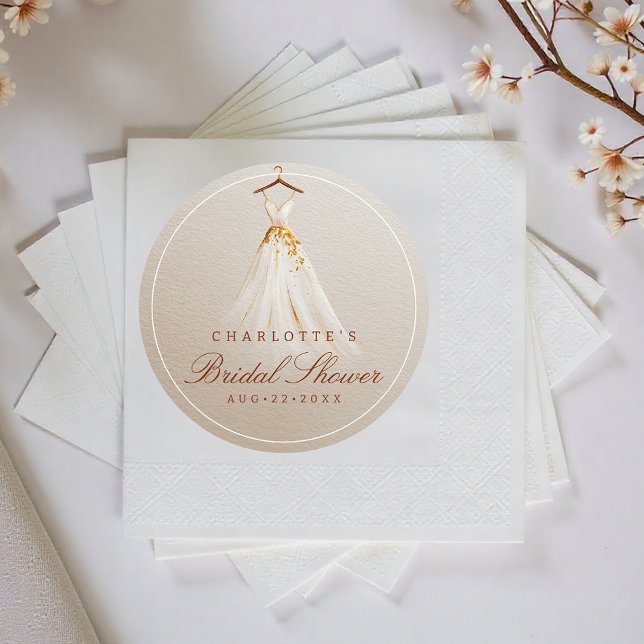 Elegant Taupe Gown Fall Bridal Shower Napkin (Bridal Shower Napkins)