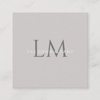Elegant Taupe Gray Monogram Business Card