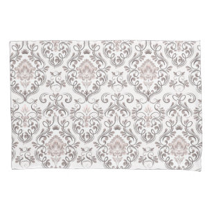 Elegant Taupe & Grey Damask Pillow Cases Classic