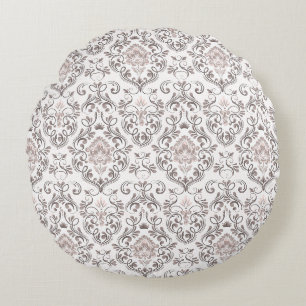 Elegant Taupe & Grey Damask Throw Pillow Vintage