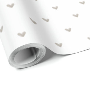 Elegant Taupe Heart Patterned  Wrapping Paper