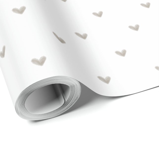 Elegant Taupe Heart Patterned  Wrapping Paper (Roll Corner)
