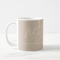 Elegant Taupe Minimalist Two Monogram Name