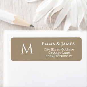 Elegant Taupe Monogram Wedding Return Address  Label