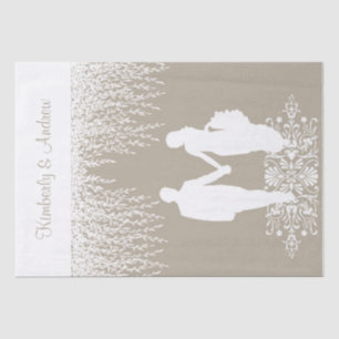 Elegant Taupe Newlywed's Silhouette Tissue Paper