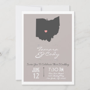 Elegant Taupe Ohio State Wedding Invitation