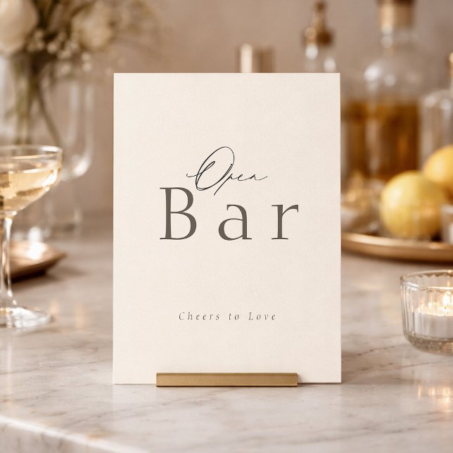 Elegant Taupe Open Bar Wedding Sign Invitation (Creator Uploaded)