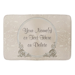 Elegant Taupe Personalised Bath Mat with YOUR TEXT