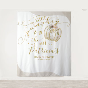 Elegant Taupe Pumpkin Fall Baby Shower Backdrop Tapestry