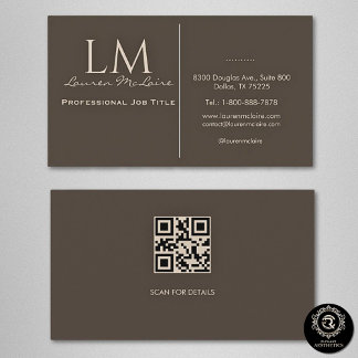 Elegant Taupe QR Code Business Card